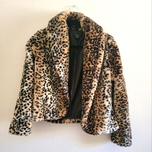 Leopard Print Faux Fur Jacket